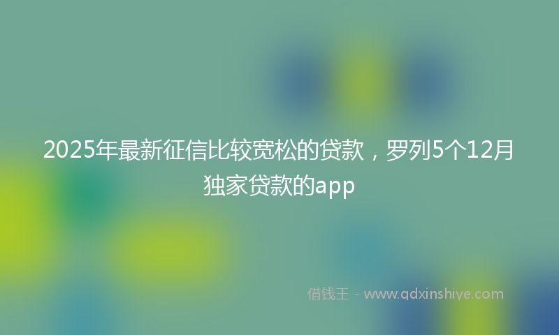 2025年最新征信比较宽松的贷款，罗列5个12月独家贷款的app