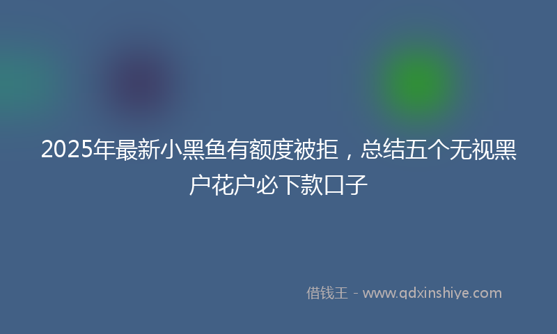 2025年最新小黑鱼有额度被拒，总结五个无视黑户花户必下款口子