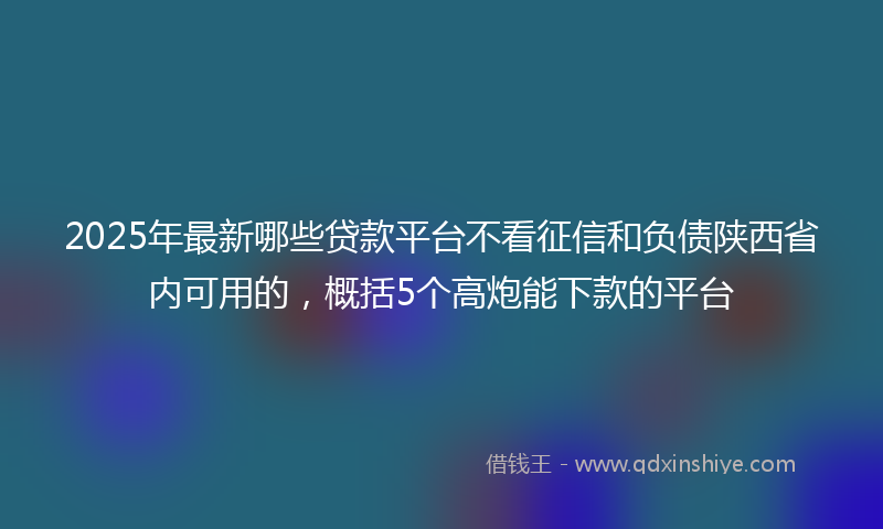 2025年最新哪些贷款平台不看征信和负债陕西省内可用的，概括5个高炮能下款的平台