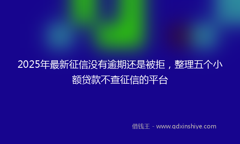 2025年最新征信没有逾期还是被拒，整理五个小额贷款不查征信的平台