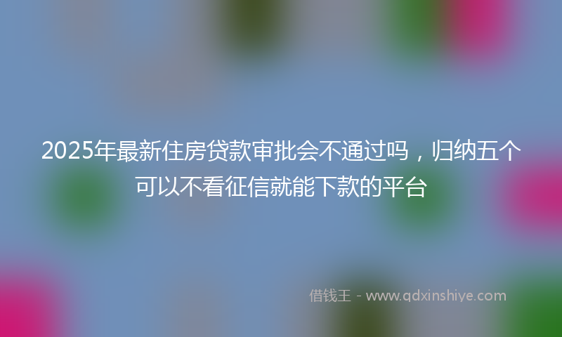 2025年最新住房贷款审批会不通过吗，归纳五个可以不看征信就能下款的平台