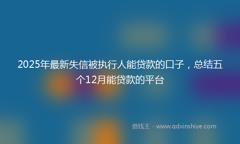 2025年最新失信被执行人能贷款的口子，总结五个12月能贷款的平台