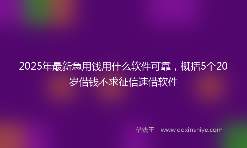 2025年最新急用钱用什么软件可靠，概括5个20岁借钱不求征信速借软件