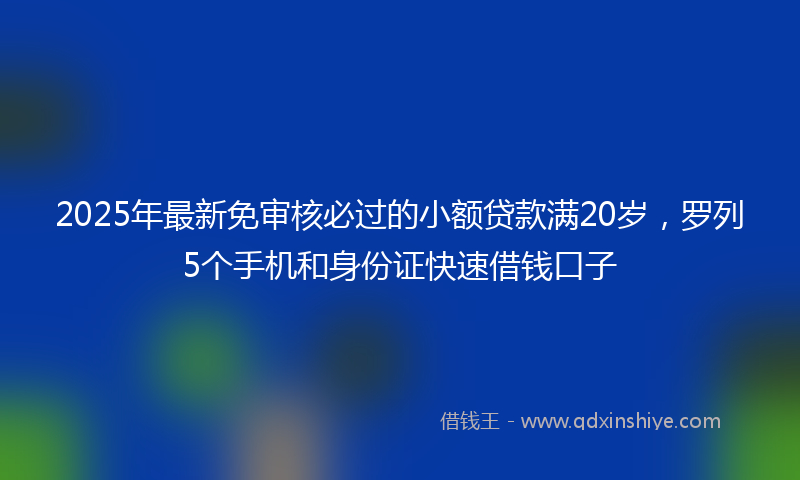 2025年最新免审核必过的小额贷款满20岁，罗列5个手机和身份证快速借钱口子