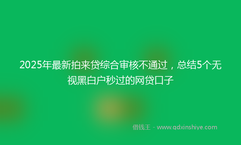 2025年最新拍来贷综合审核不通过，总结5个无视黑白户秒过的网贷口子