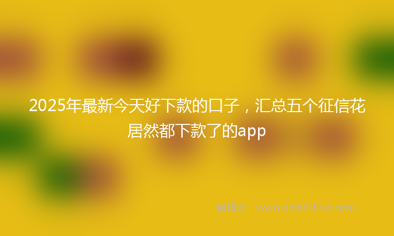 2025年最新今天好下款的口子，汇总五个征信花居然都下款了的app