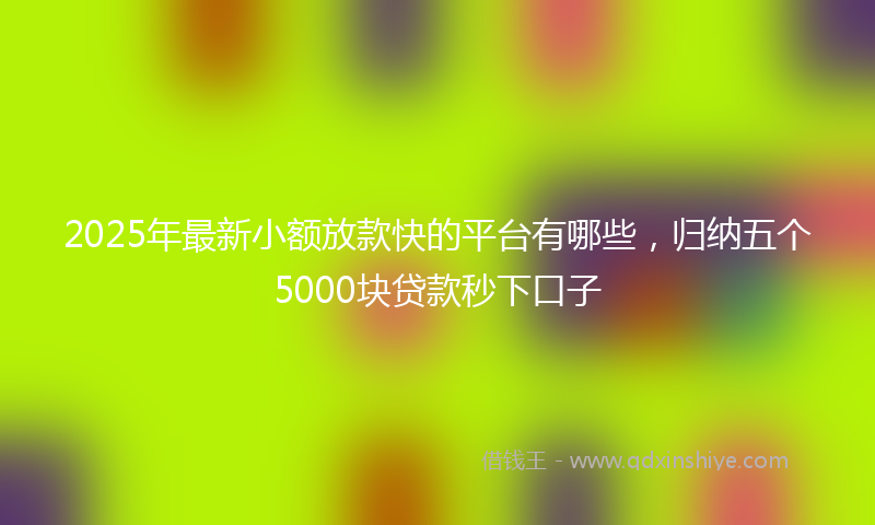 2025年最新小额放款快的平台有哪些，归纳五个5000块贷款秒下口子