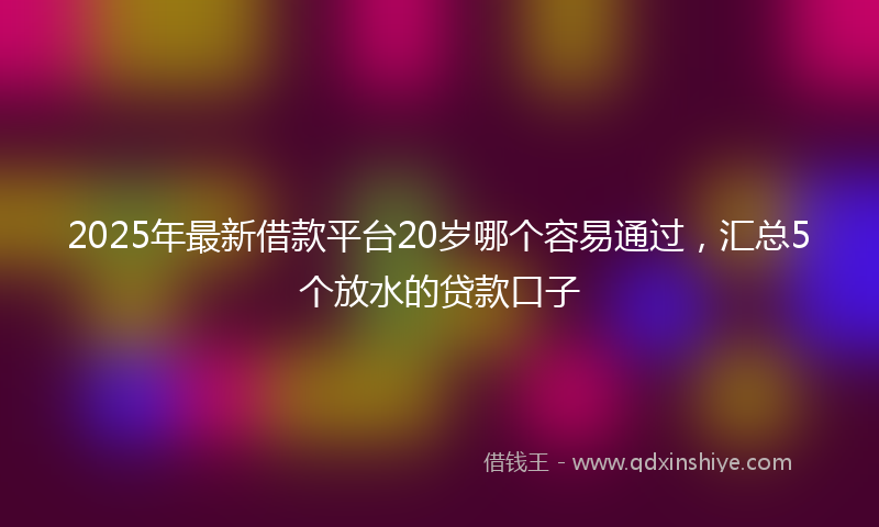 2025年最新借款平台20岁哪个容易通过，汇总5个放水的贷款口子