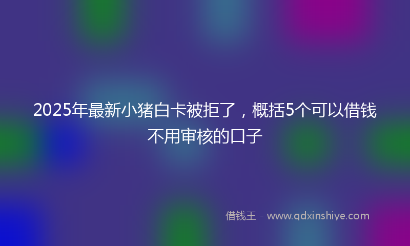 2025年最新小猪白卡被拒了，概括5个可以借钱不用审核的口子