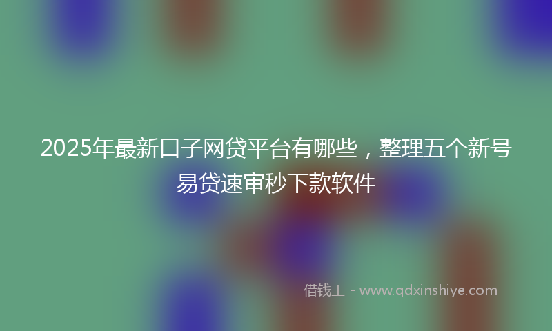 2025年最新口子网贷平台有哪些，整理五个新号易贷速审秒下款软件
