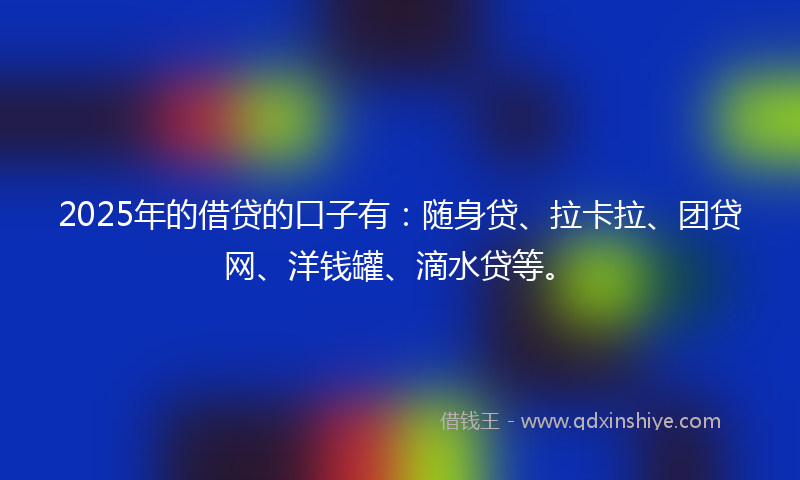 2025年的借贷的口子有：随身贷、拉卡拉、团贷网、洋钱罐、滴水贷等。