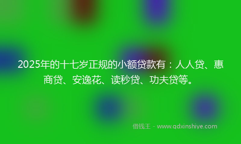 2025年的十七岁正规的小额贷款有：人人贷、惠商贷、安逸花、读秒贷、功夫贷等。