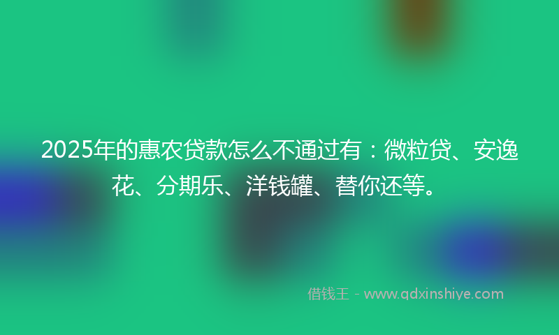 2025年的惠农贷款怎么不通过有：微粒贷、安逸花、分期乐、洋钱罐、替你还等。