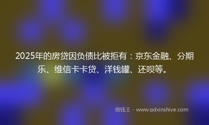 2025年的房贷因负债比被拒有：京东金融、分期乐、维信卡卡贷、洋钱罐、还呗等。