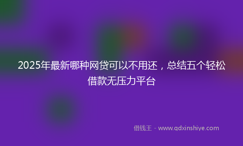 2025年最新哪种网贷可以不用还，总结五个轻松借款无压力平台