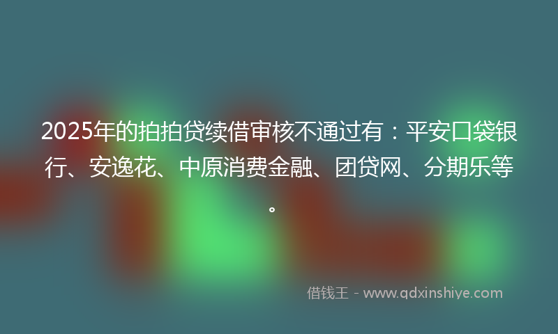 2025年的拍拍贷续借审核不通过有：平安口袋银行、安逸花、中原消费金融、团贷网、分期乐等。