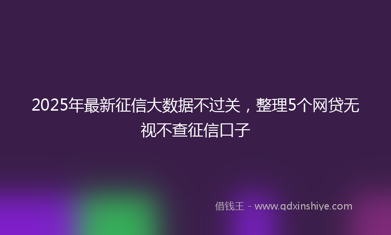 2025年最新征信大数据不过关，整理5个网贷无视不查征信口子