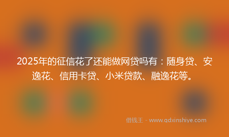 2025年的征信花了还能做网贷吗有：随身贷、安逸花、信用卡贷、小米贷款、融逸花等。
