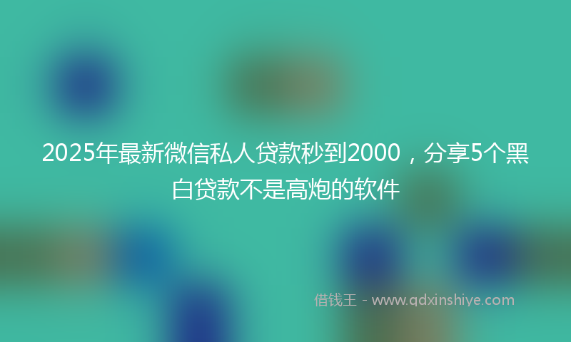 2025年最新微信私人贷款秒到2000，分享5个黑白贷款不是高炮的软件
