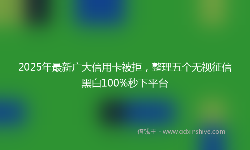 2025年最新广大信用卡被拒，整理五个无视征信黑白100%秒下平台