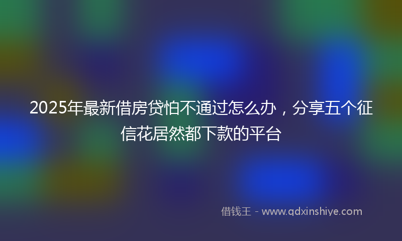 2025年最新借房贷怕不通过怎么办，分享五个征信花居然都下款的平台