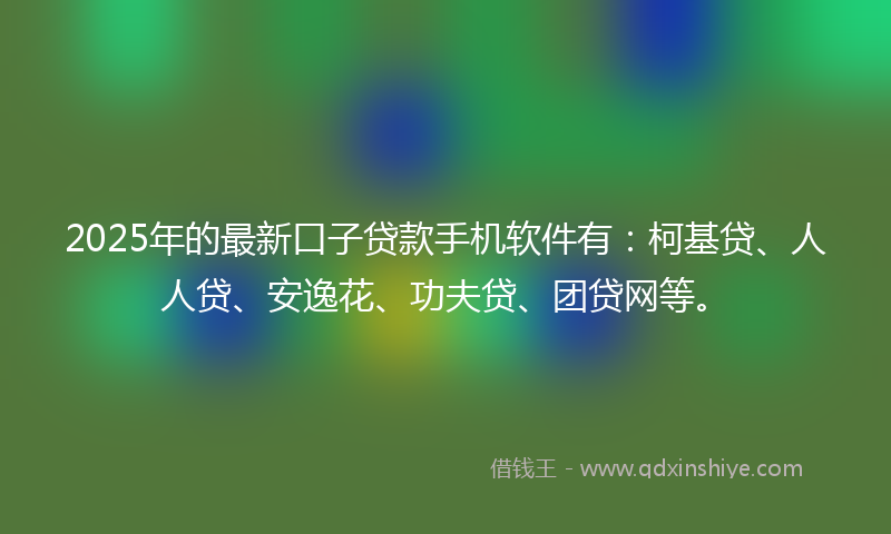 2025年的最新口子贷款手机软件有：柯基贷、人人贷、安逸花、功夫贷、团贷网等。