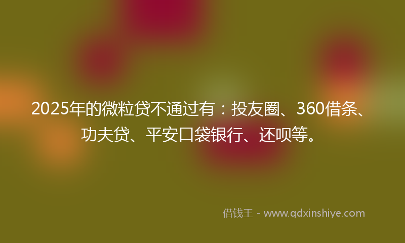 2025年的微粒贷不通过有：投友圈、360借条、功夫贷、平安口袋银行、还呗等。
