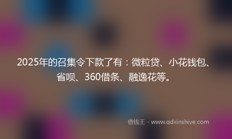 2025年的召集令下款了有：微粒贷、小花钱包、省呗、360借条、融逸花等。