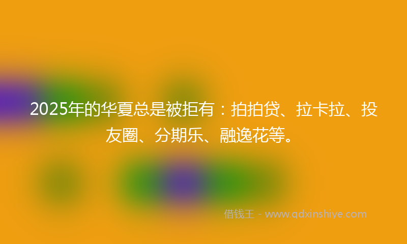 2025年的华夏总是被拒有：拍拍贷、拉卡拉、投友圈、分期乐、融逸花等。