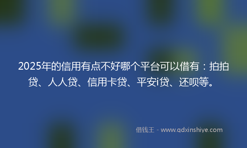 2025年的信用有点不好哪个平台可以借有：拍拍贷、人人贷、信用卡贷、平安i贷、还呗等。