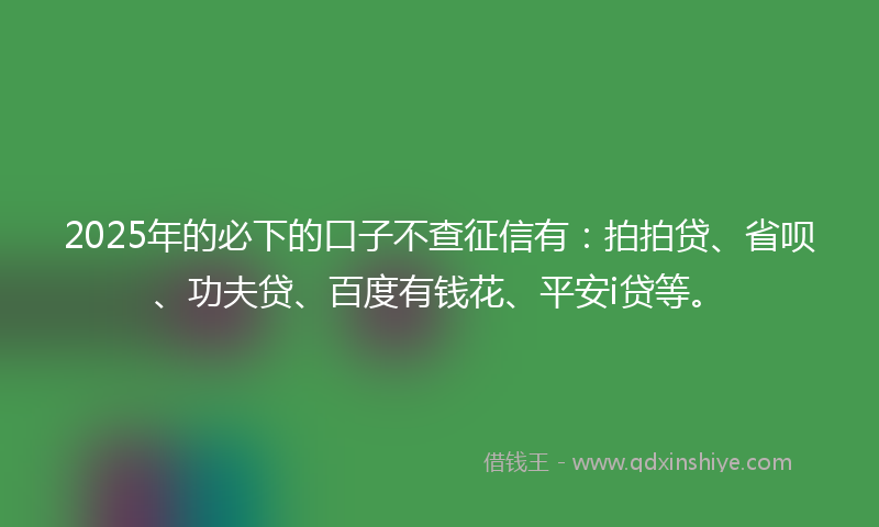 2025年的必下的口子不查征信有：拍拍贷、省呗、功夫贷、百度有钱花、平安i贷等。
