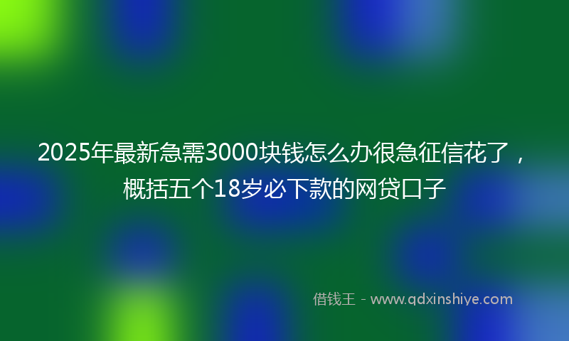 2025年最新急需3000块钱怎么办很急征信花了，概括五个18岁必下款的网贷口子