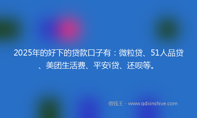 2025年的好下的贷款口子有：微粒贷、51人品贷、美团生活费、平安i贷、还呗等。