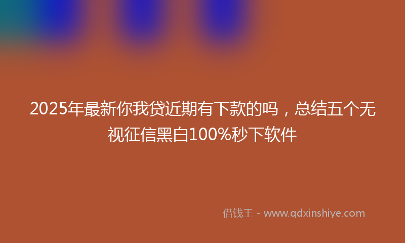 2025年最新你我贷近期有下款的吗，总结五个无视征信黑白100%秒下软件