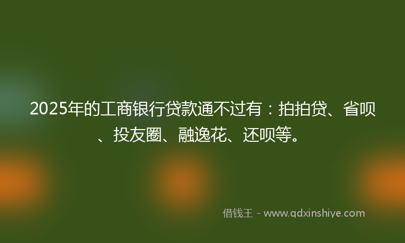 2025年的工商银行贷款通不过有：拍拍贷、省呗、投友圈、融逸花、还呗等。