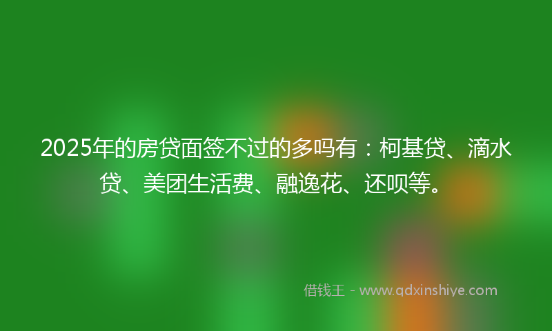 2025年的房贷面签不过的多吗有：柯基贷、滴水贷、美团生活费、融逸花、还呗等。