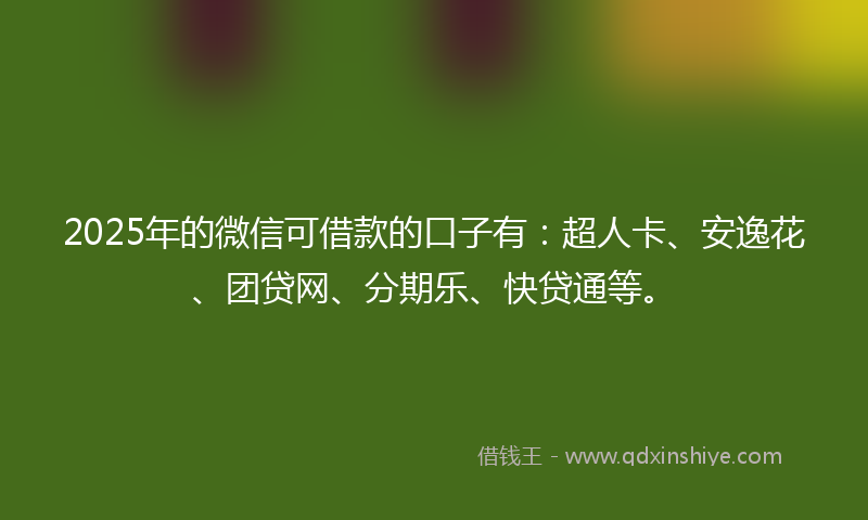2025年的微信可借款的口子有：超人卡、安逸花、团贷网、分期乐、快贷通等。