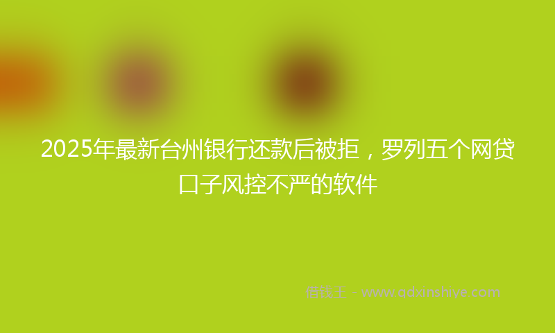 2025年最新台州银行还款后被拒，罗列五个网贷口子风控不严的软件