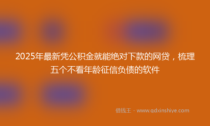 2025年最新凭公积金就能绝对下款的网贷，梳理五个不看年龄征信负债的软件
