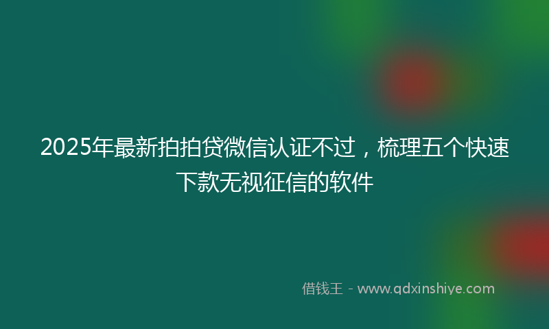 2025年最新拍拍贷微信认证不过，梳理五个快速下款无视征信的软件