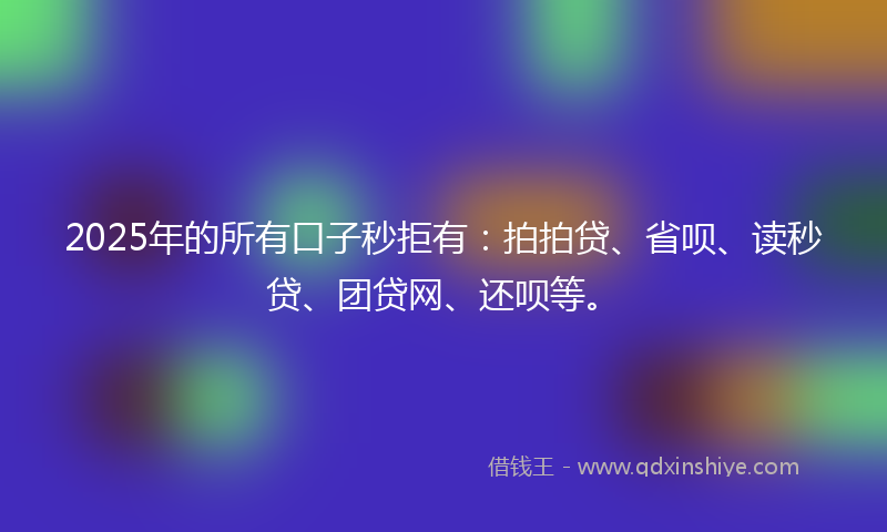 2025年的所有口子秒拒有：拍拍贷、省呗、读秒贷、团贷网、还呗等。