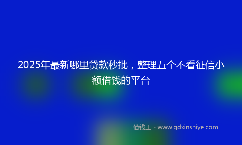 2025年最新哪里贷款秒批，整理五个不看征信小额借钱的平台