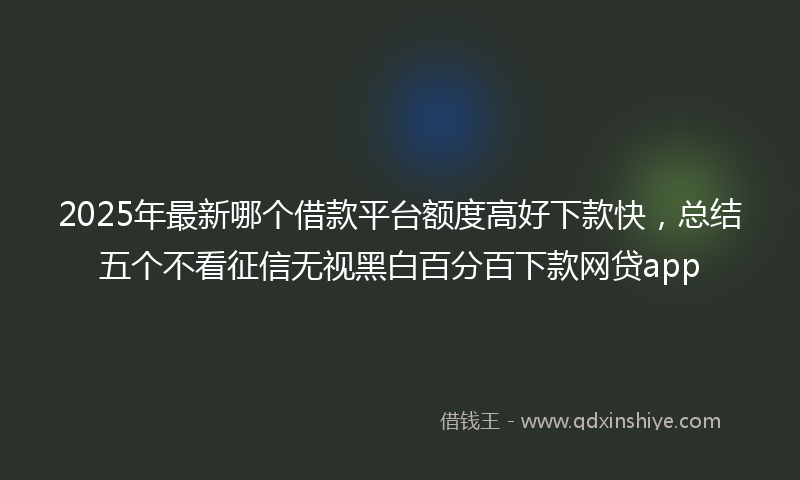 2025年最新哪个借款平台额度高好下款快，总结五个不看征信无视黑白百分百下款网贷app