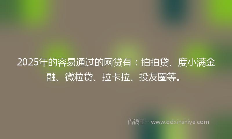 2025年的容易通过的网贷有：拍拍贷、度小满金融、微粒贷、拉卡拉、投友圈等。