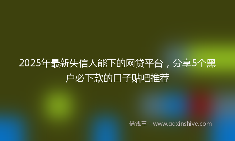 2025年最新失信人能下的网贷平台，分享5个黑户必下款的口子贴吧推荐