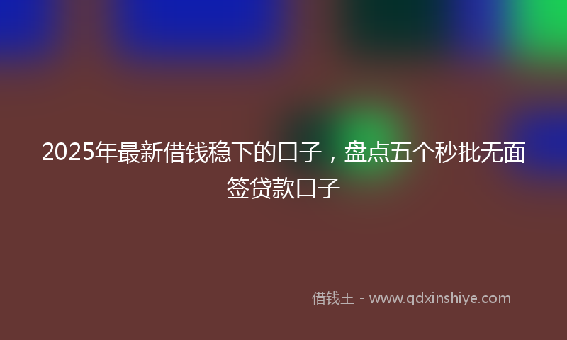 2025年最新借钱稳下的口子，盘点五个秒批无面签贷款口子