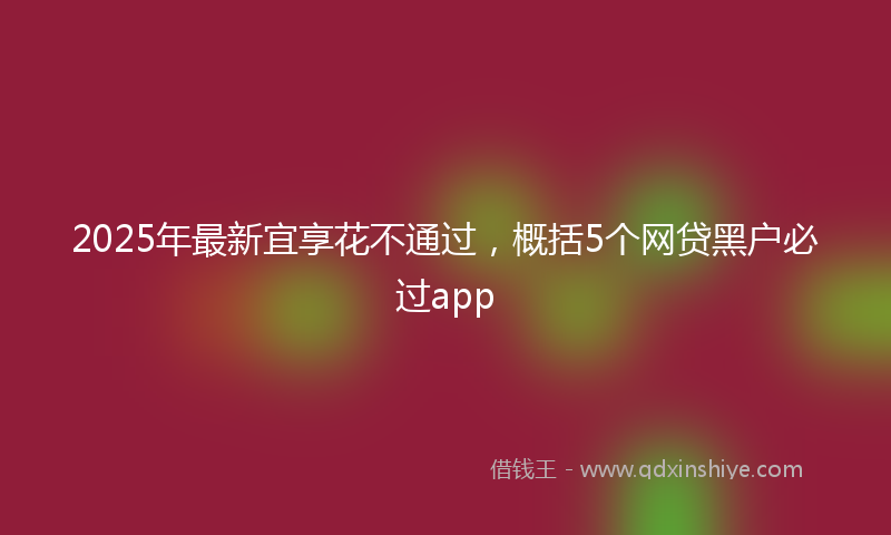 2025年最新宜享花不通过，概括5个网贷黑户必过app