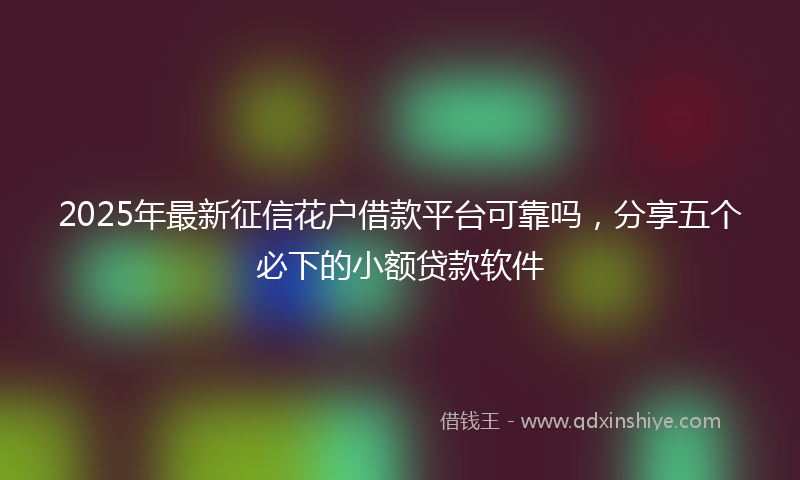 2025年最新征信花户借款平台可靠吗，分享五个必下的小额贷款软件
