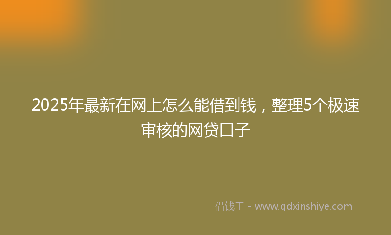 2025年最新在网上怎么能借到钱，整理5个极速审核的网贷口子