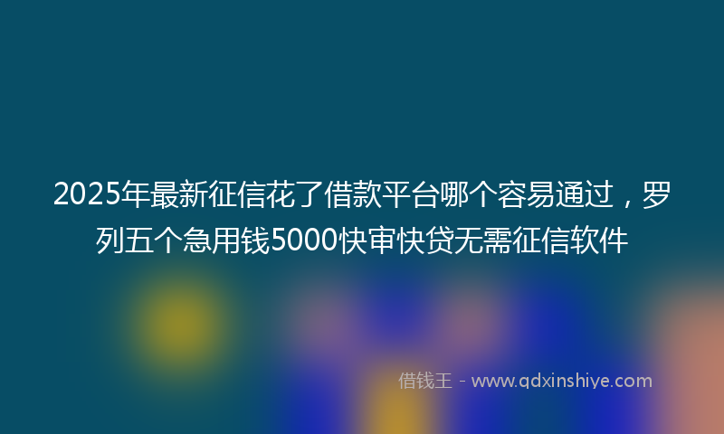 2025年最新征信花了借款平台哪个容易通过，罗列五个急用钱5000快审快贷无需征信软件